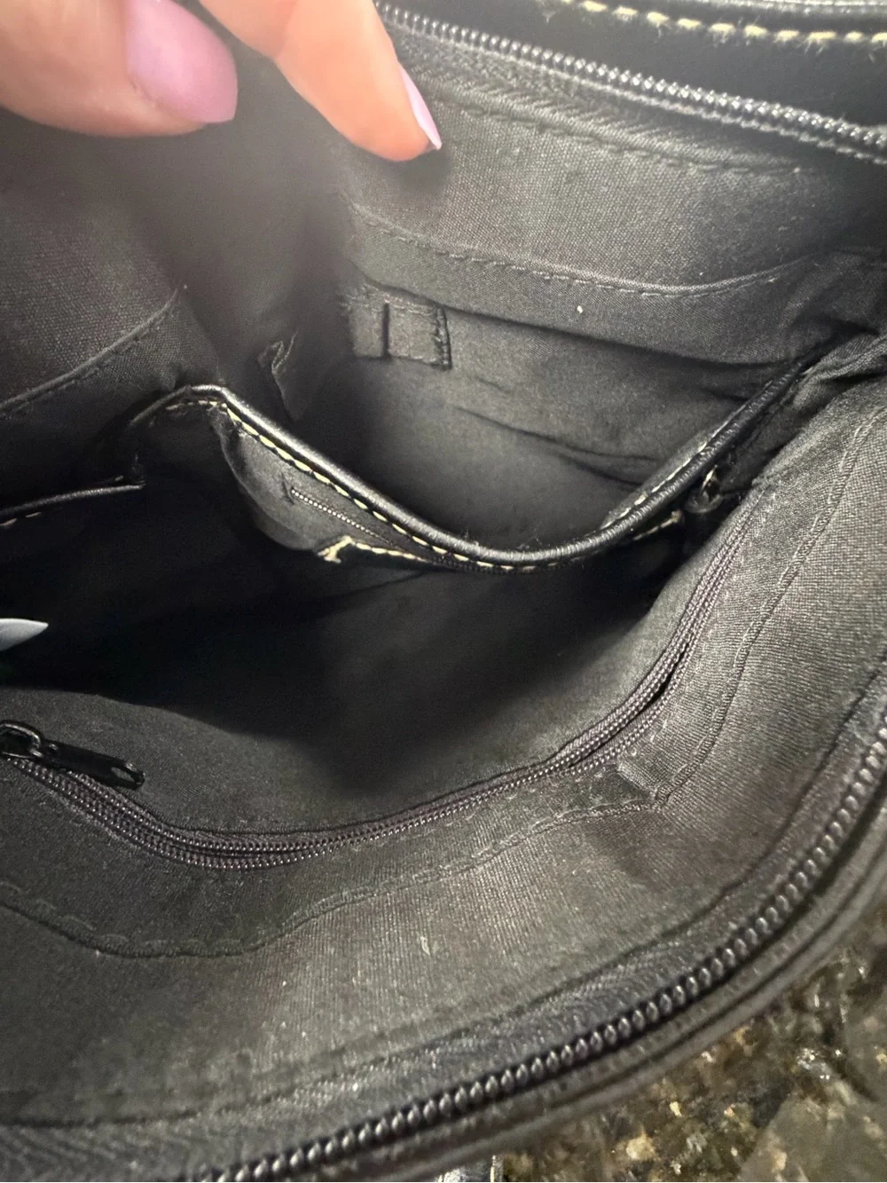Liz Claiborne Black Leather Crossbody with Contrast Stitching